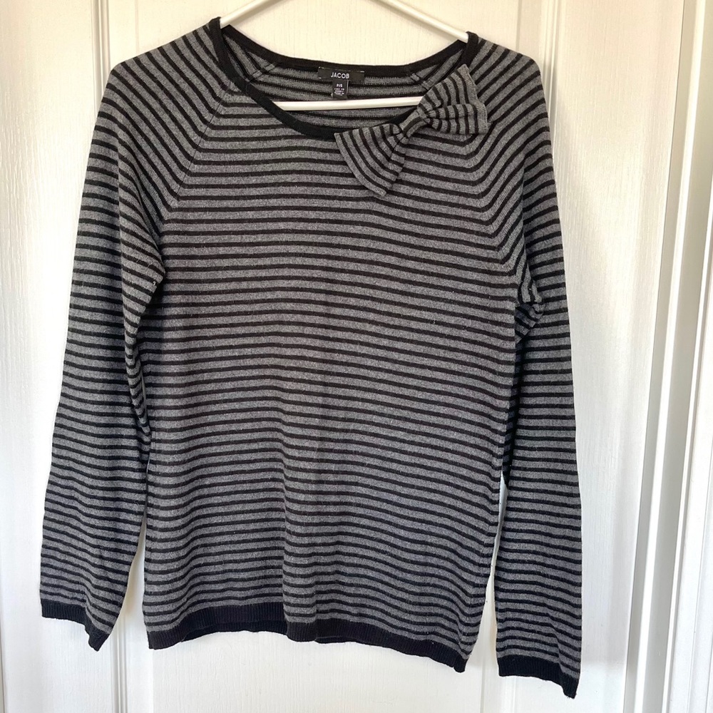 black grey stripe crew neck sweater from Jacob